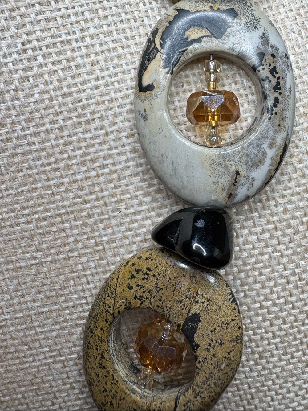 Picture Jasper, Black Onyx & Champagne Crystal Statement Collar Necklace | 16–20 - Picture 4 of 7